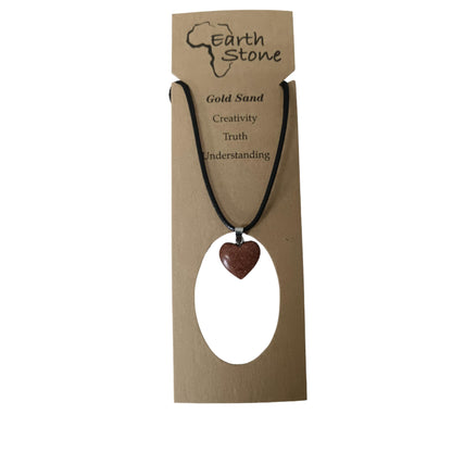 Earth Stone Collection - Heart Crystal Stone Necklace (Gold Sand)
