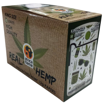 Africa Flame 100% Hemp Rolling Paper - 50 Booklets - White
