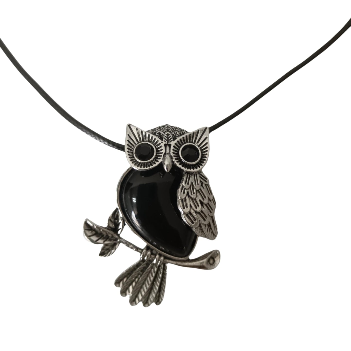 Earth Stone Collection - Owl Crystal Stone Necklace (Onyx)