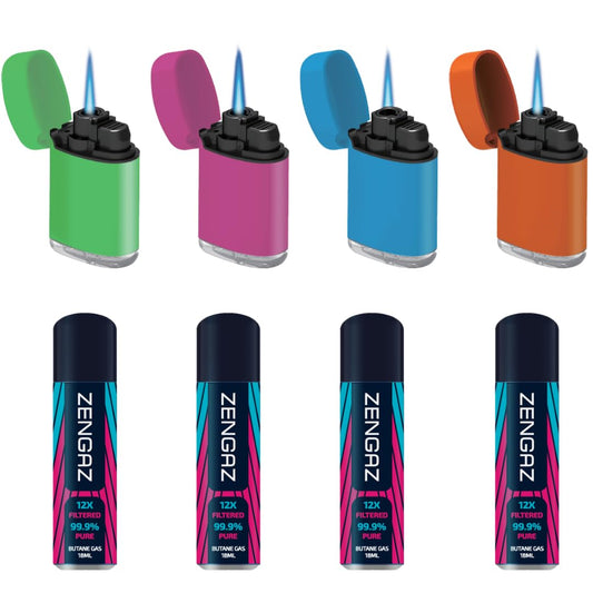 ZL 3 Mega Jet Flame Lighter SWEET 4 Pack & 4 Gas 18ml Combo