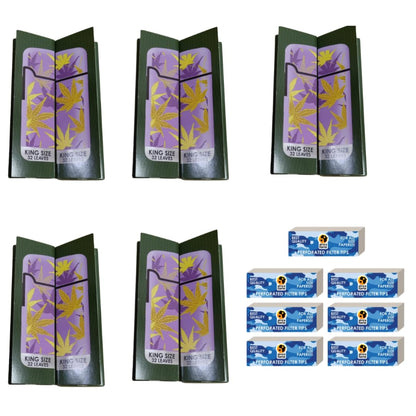 Value Pack - 10 Africa Flame Hemp Rolling Papers And 7 Filters Tips - Lilac