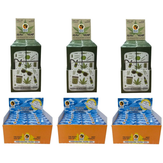 Africa Flame King Size Hemp Paper - 150 Booklets + 150 Filter Tips - White