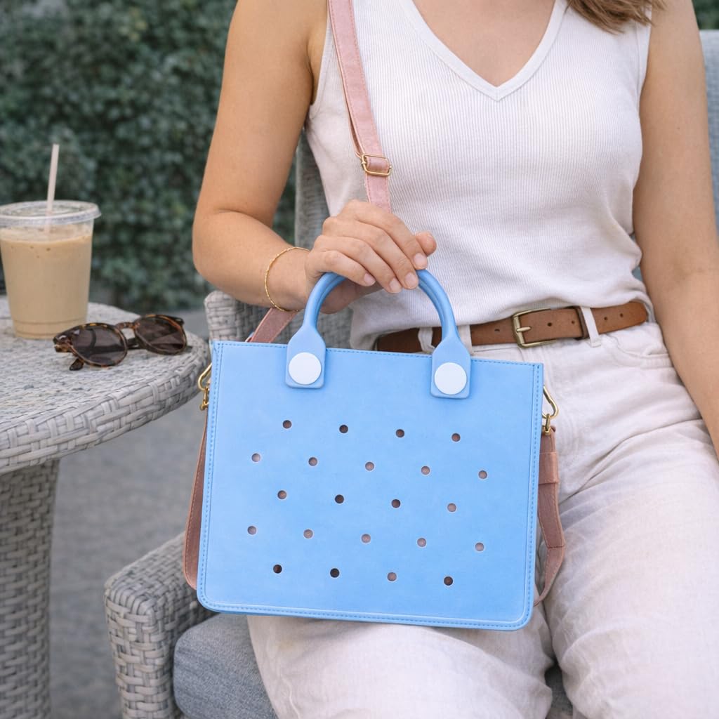 Nana EVA Croc Shoulder Bag & Coco EVA Croc Crossbody Bag Combo Set (Blue)