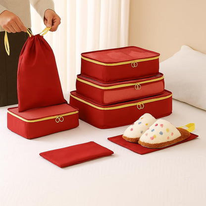 7‑Piece Travel Packing Organizer Set (Red)