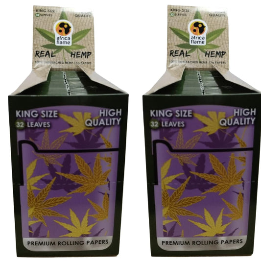 Africa Flame 100% Hemp Rolling Paper - 50 Booklets - Lilac - 2 Pack