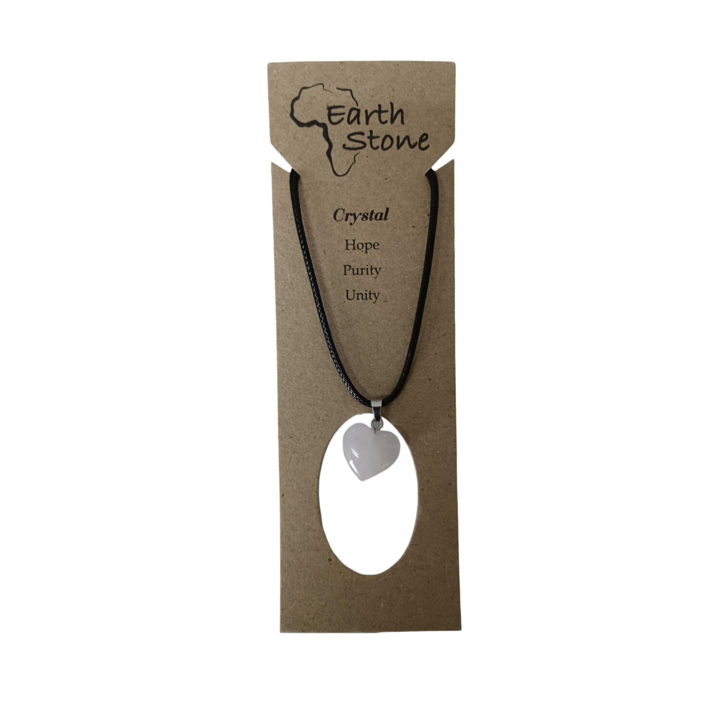 Earth Stone Collection - Heart Crystal Stone Necklace (Clear Quartz)