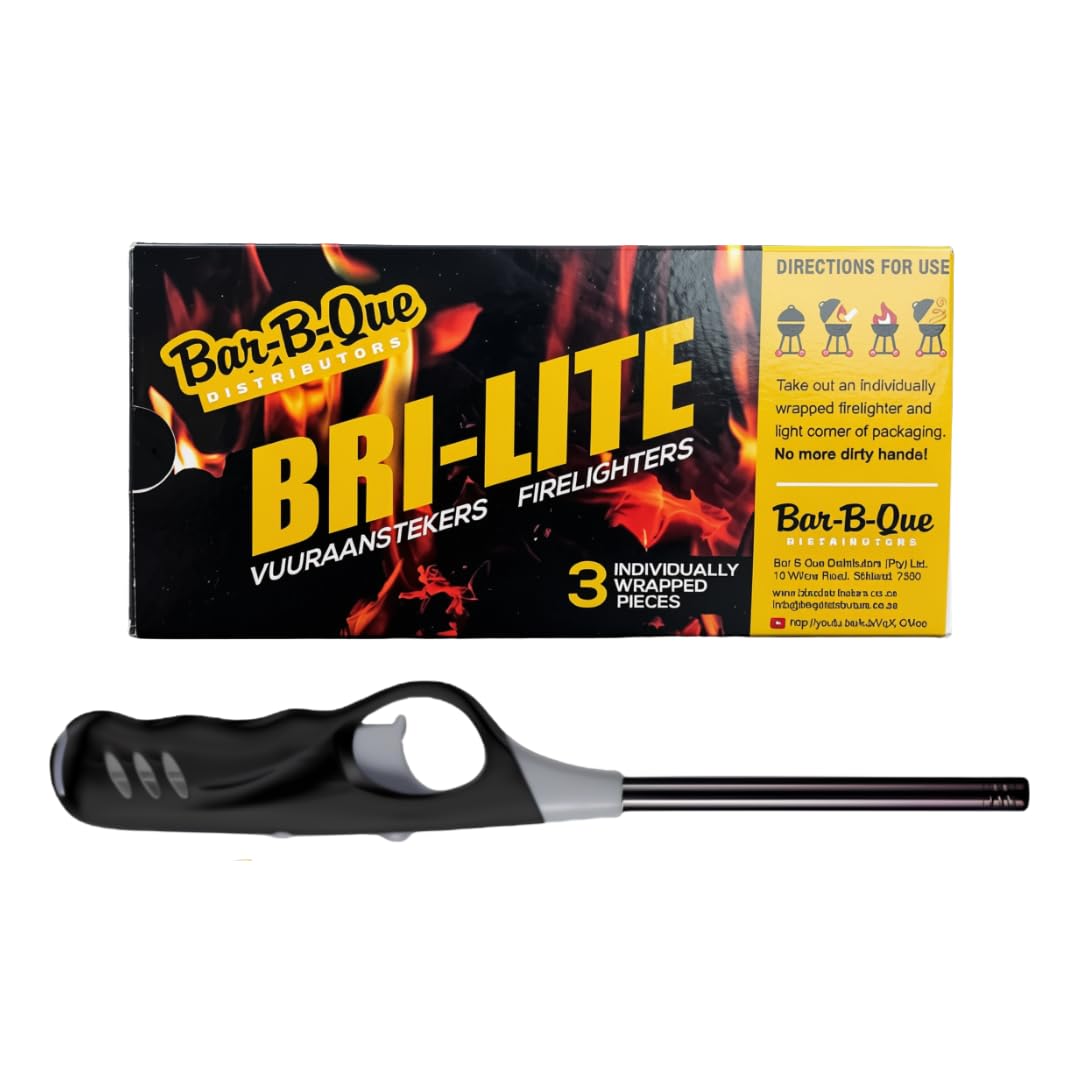 Medium Braai Lighter And 3 Piece Individually Wrapped Fire Lighter Combo (Black)