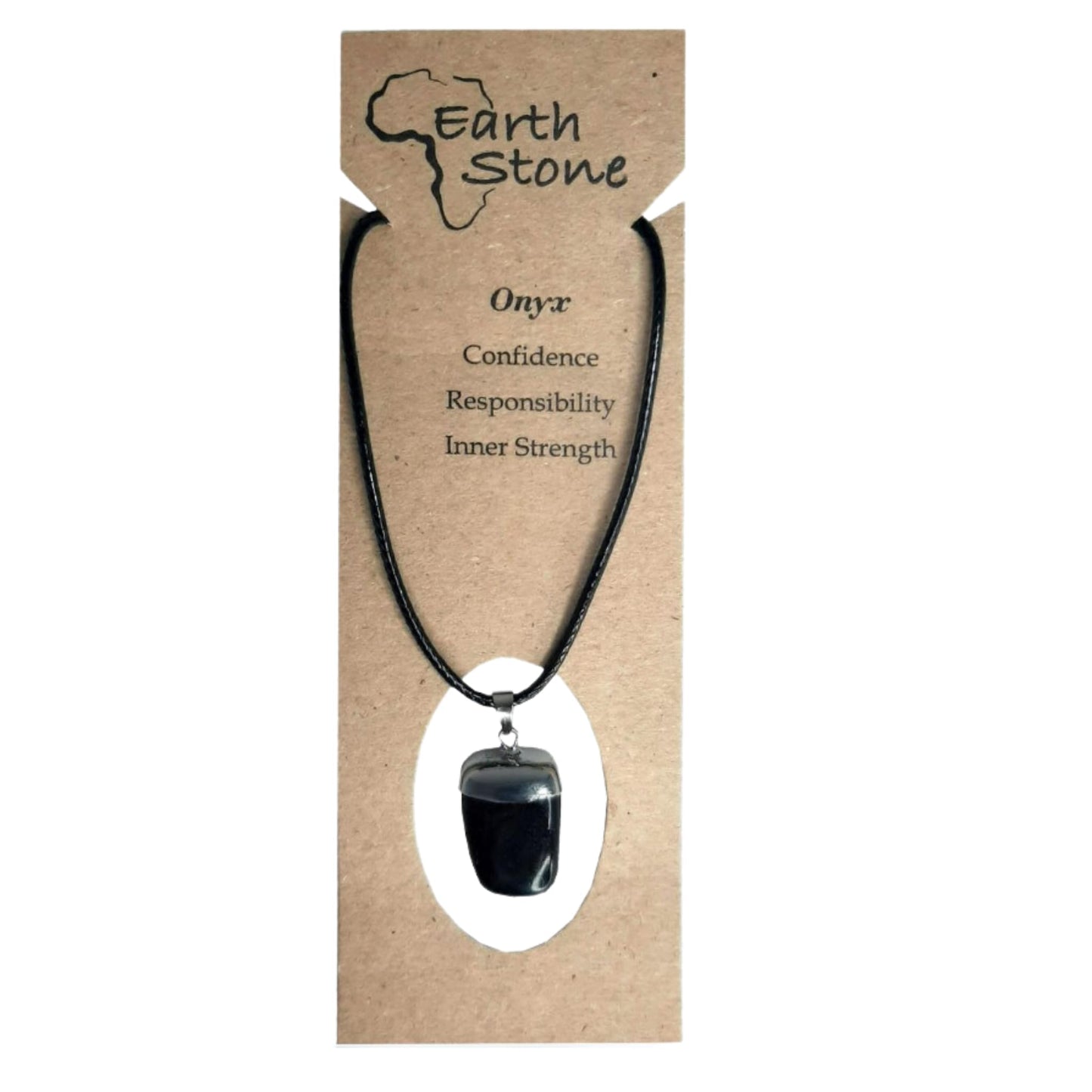 Earth Stone Collection - Polished Crystal Stone Necklace (Onyx)