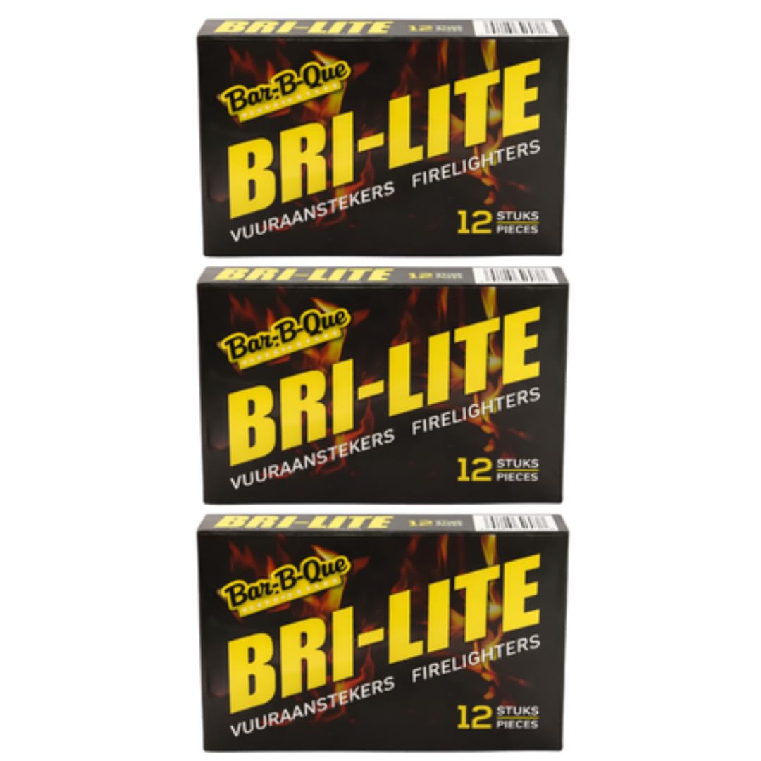 Bar-B-Que Bri-Lite Firelighters, Individually Wrapped, 12 Pieces per Box, 3 Pack