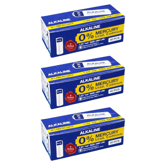 Debest Alkaline AA Penlight Battery 1.5V - Box of 40 - 3 Pack