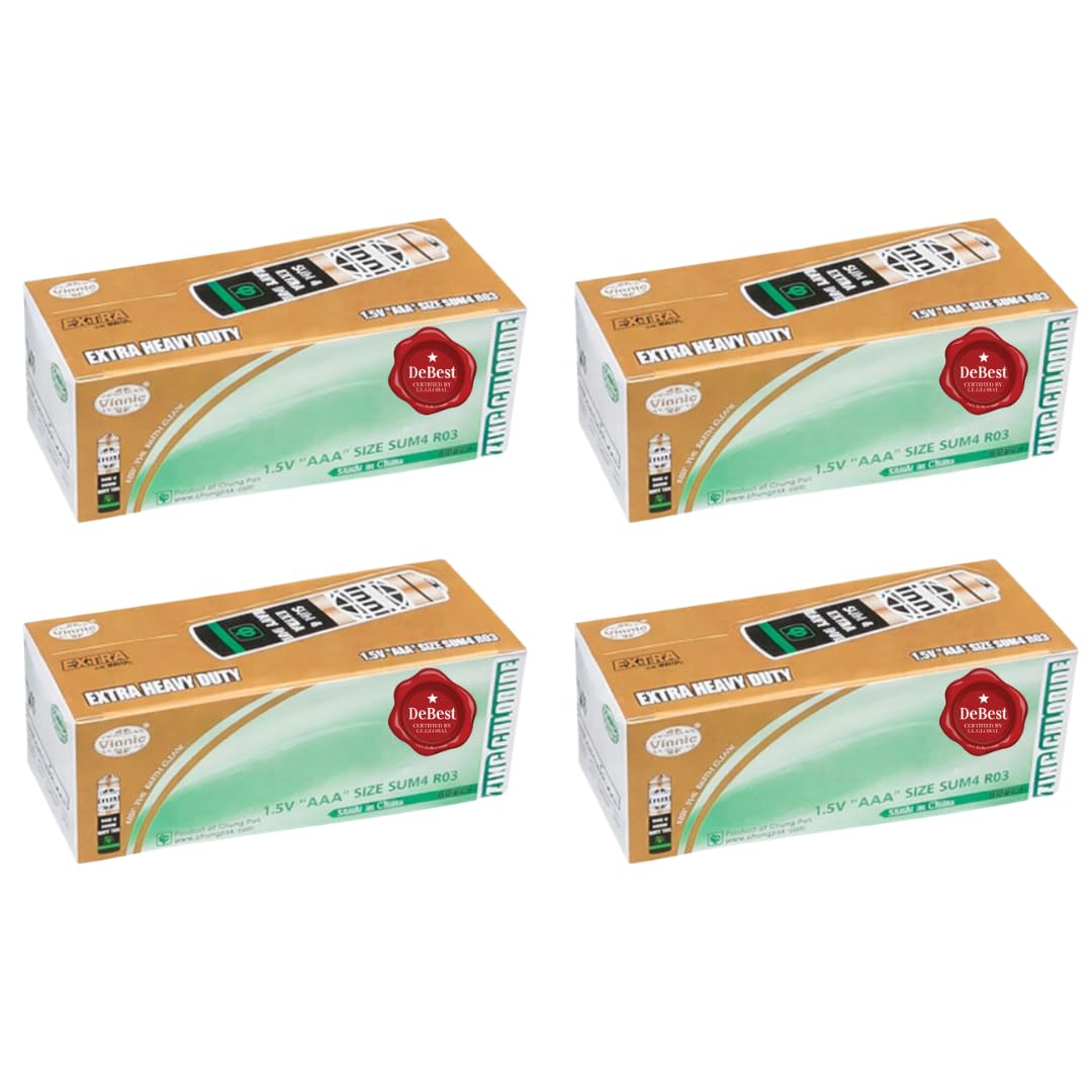 Debest Zinc Chloride AAA Battery 1.5V - Box of 60-4 Pack