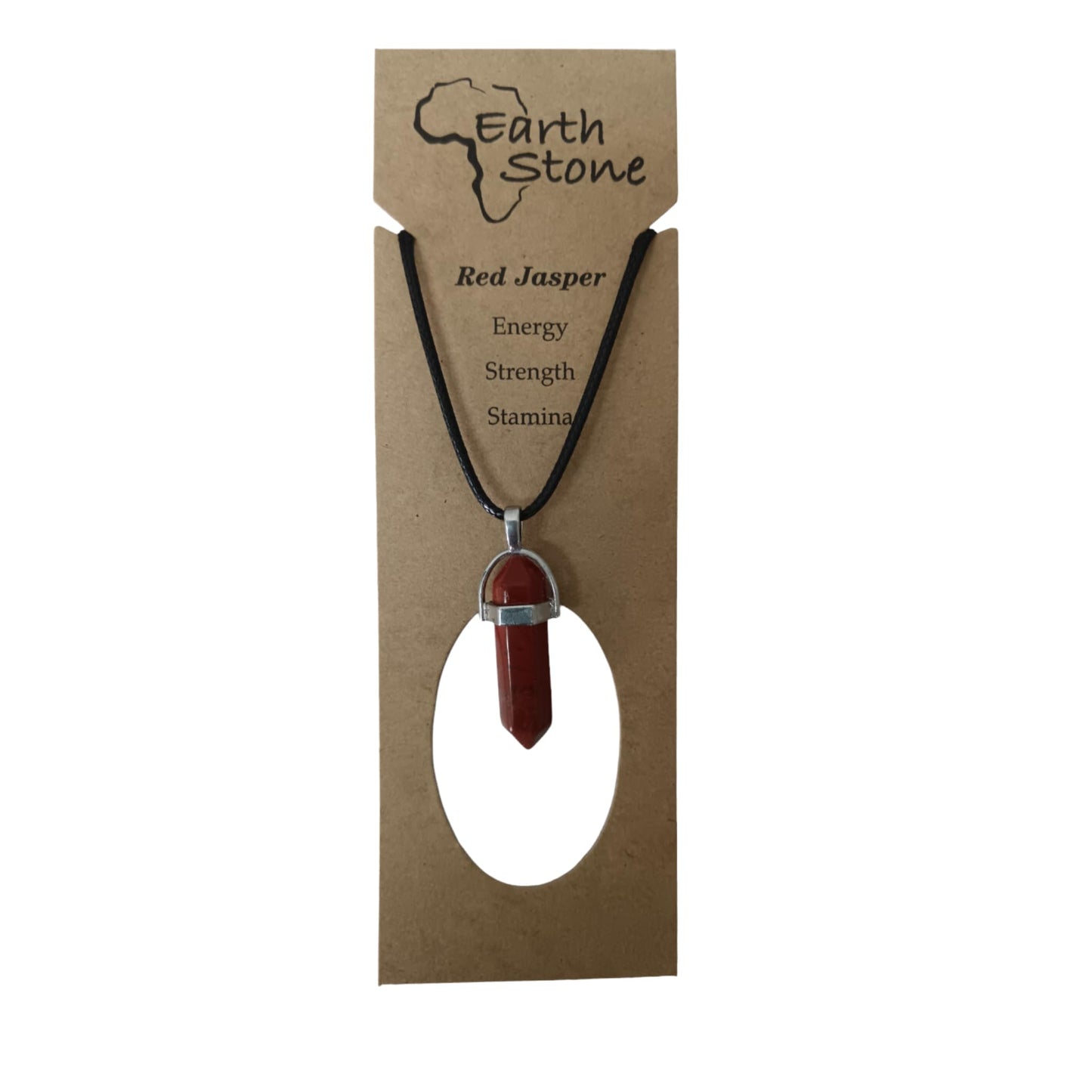 Earth Stone Collection - Bullet Crystal Stone Necklace (Red Jasper)