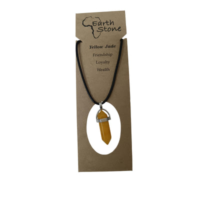 Earth Stone Collection - Bullet Crystal Stone Necklace (Yellow Jade)