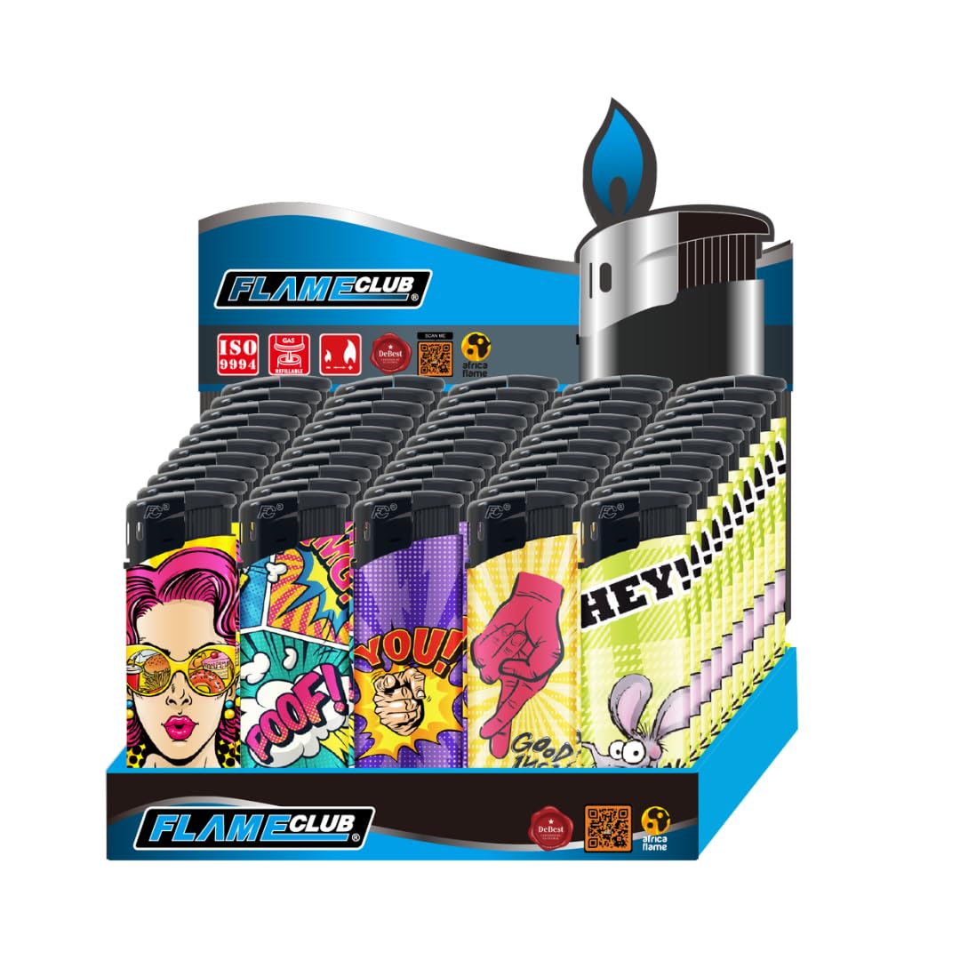 Electronic N2 Refillable Lighters – Mix 2 Assortment, Pack of 50