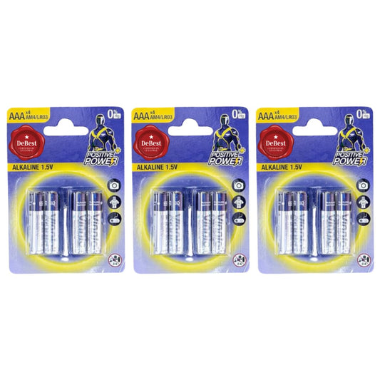 Debest Alkaline AAA Battery 1.5V 4PC - 3 Pack