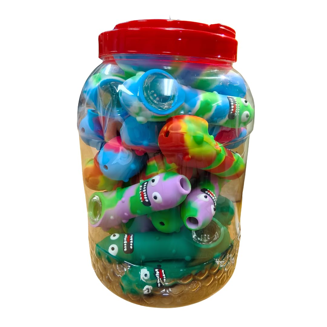 Silicone Rasta Pipe - Multicolor - 15 Pack