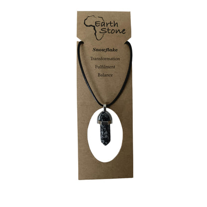 Earth Stone Collection - Bullet Crystal Stone Necklace (Snowflake Obsidian)