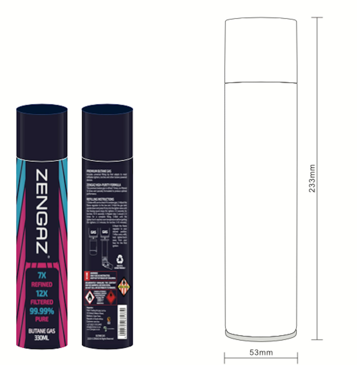 Zengaz ZL 3 Mega Jet Flame Lighter Green & Blue + Gas 330ml