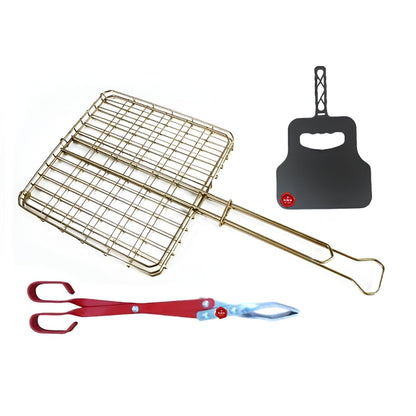 DeBest Braai Grid Small Box, Medium Braai Tongs & Braai Fan Combo