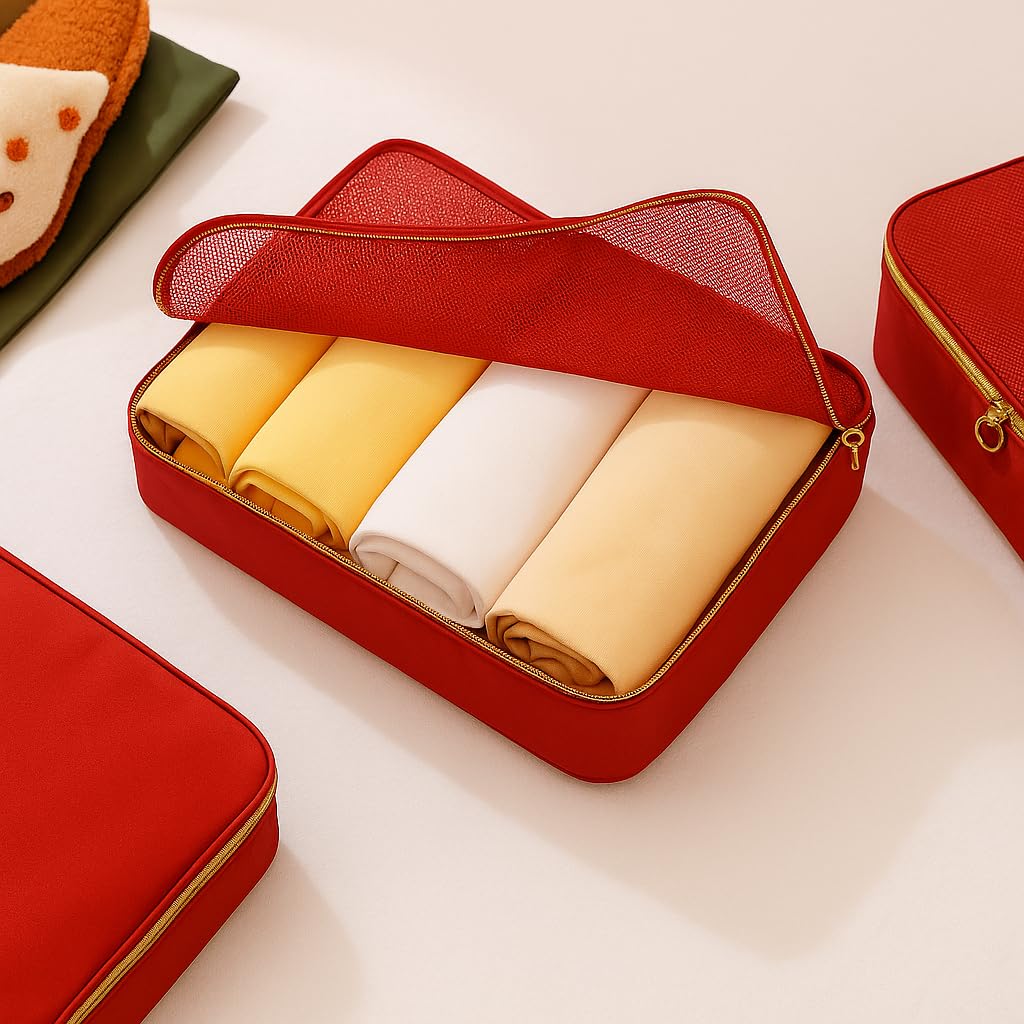 7‑Piece Travel Packing Organizer Set (Red)