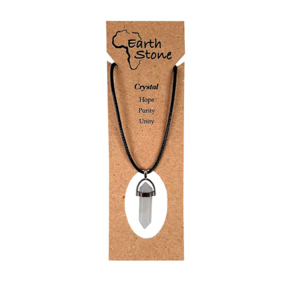 Earth Stone Collection - Bullet Crystal Stone Necklace (Clear Quartz)