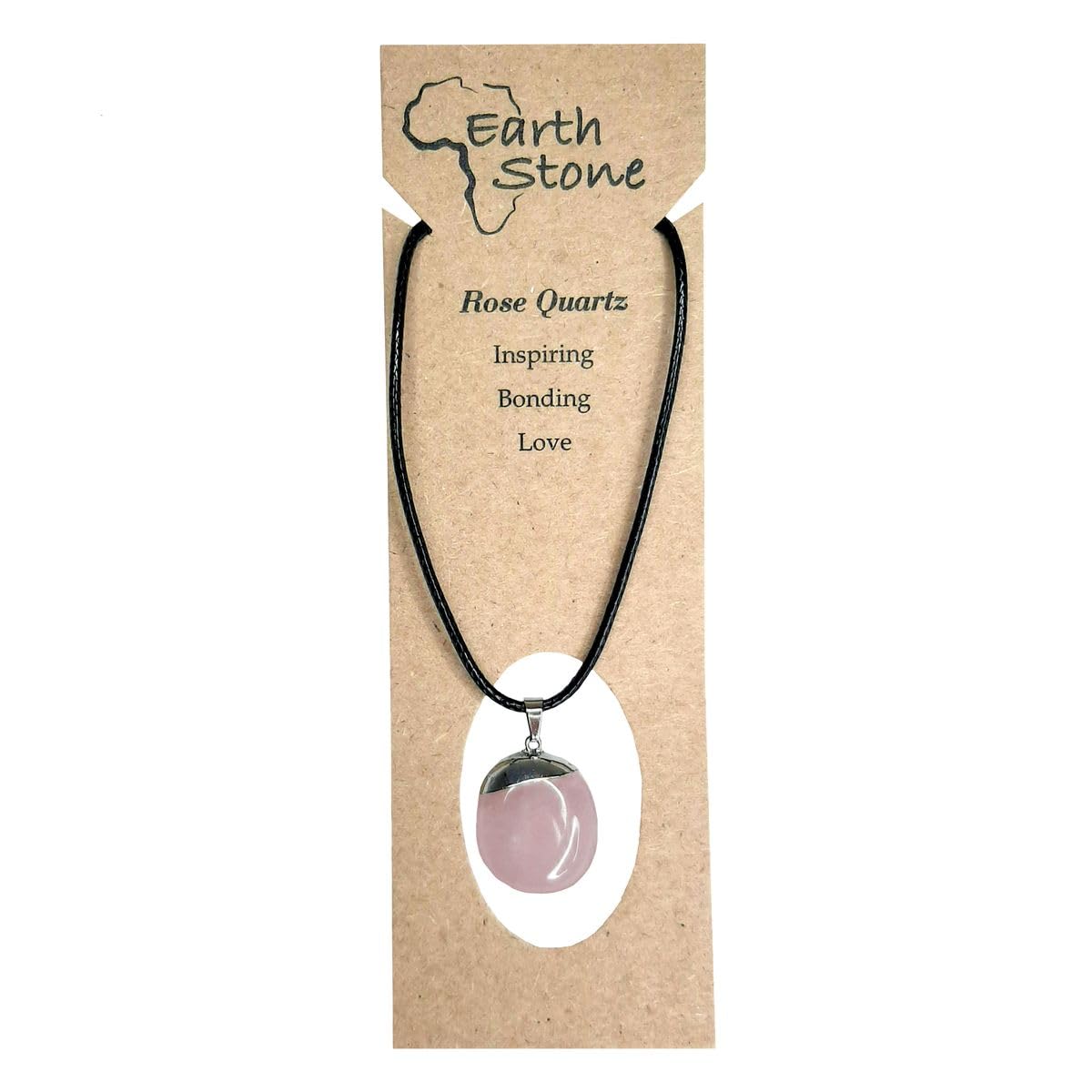 Earth Stone Collection - Polished Crystal Stone Necklace (Rose Quartz)