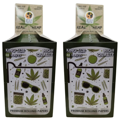 Africa Flame 100% Hemp Rolling Paper - 50 Booklets - White - 2 Pack