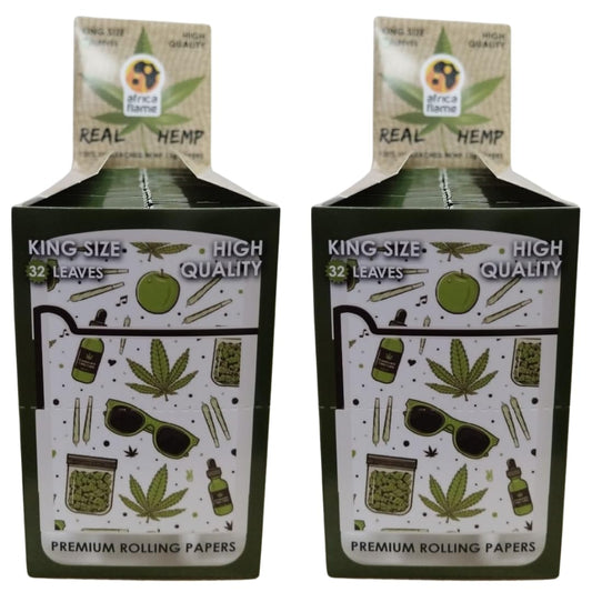 Africa Flame 100% Hemp Rolling Paper - 50 Booklets - White - 2 Pack