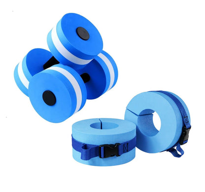 Swimming Dumbbells + Aquatic Foot Cuffs - Blue