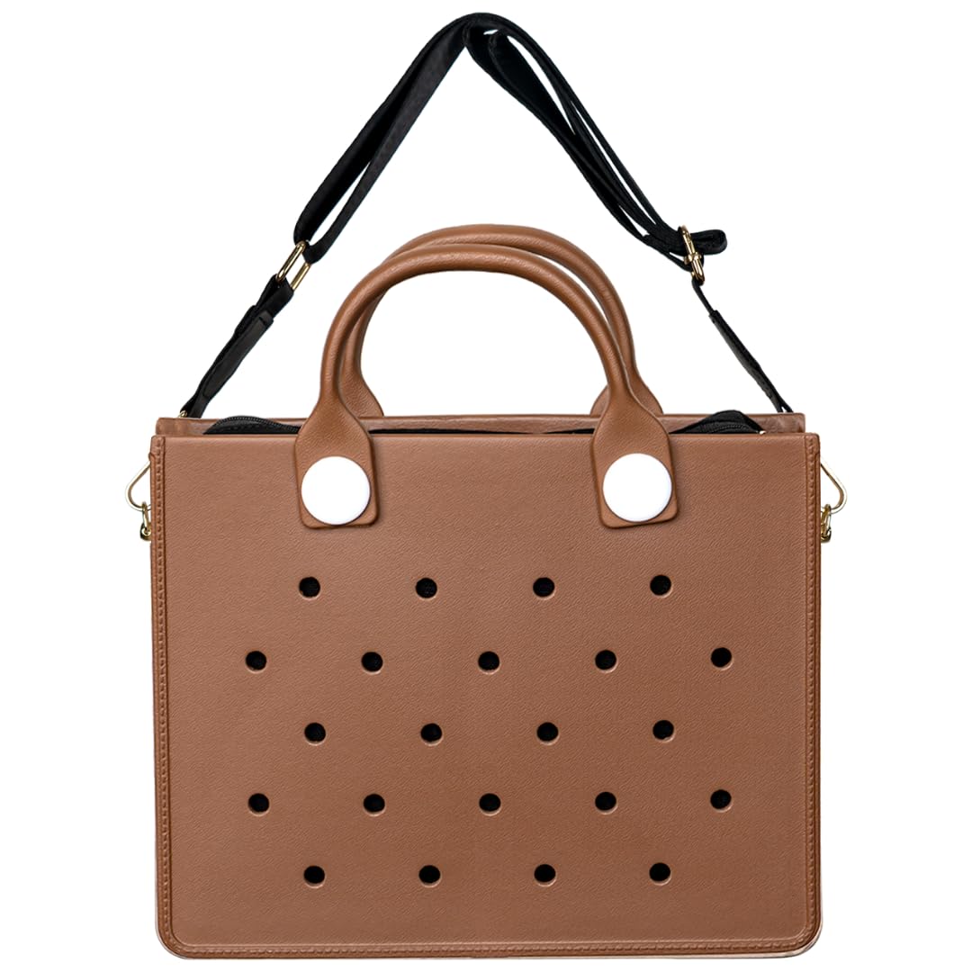 Nana EVA Croc Bag with Shoulder Strap – Lightweight Waterproof Tote Handbag (Brown)