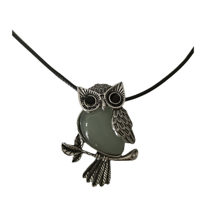 Earth Stone Collection - Owl Crystal Stone Necklace (Aventurine)