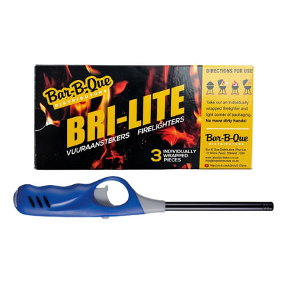 Medium Braai Lighter And 3 Piece Individually Wrapped Fire Lighter Combo (Blue)