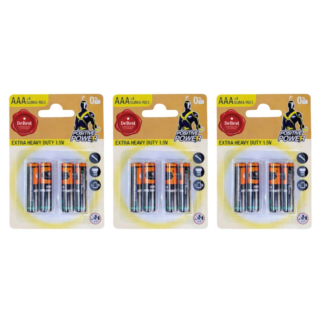 Debest Zinc Chloride AAA Battery 1.5V 4PC - 3 Pack