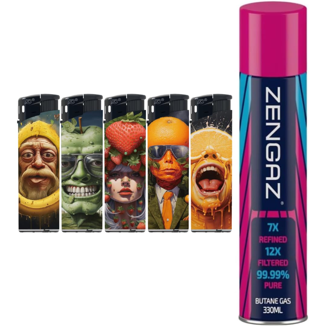 N2 Electronic Lighter - 5 Pack With 330ml Gas (AI Fruit)