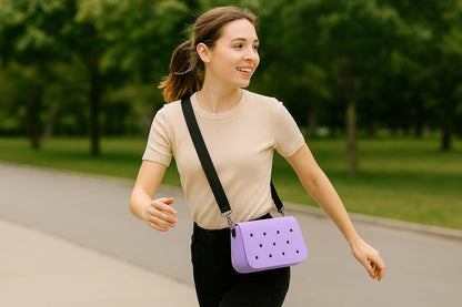 Nana EVA Croc Shoulder Bag & Coco EVA Croc Crossbody Bag Combo Set (Pastel Purple)