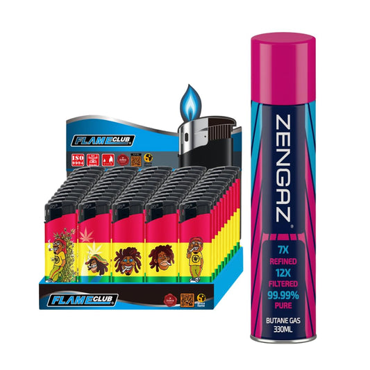 N2 Electronic Lighter - 5 Pack With 330ml Gas (Rasta)