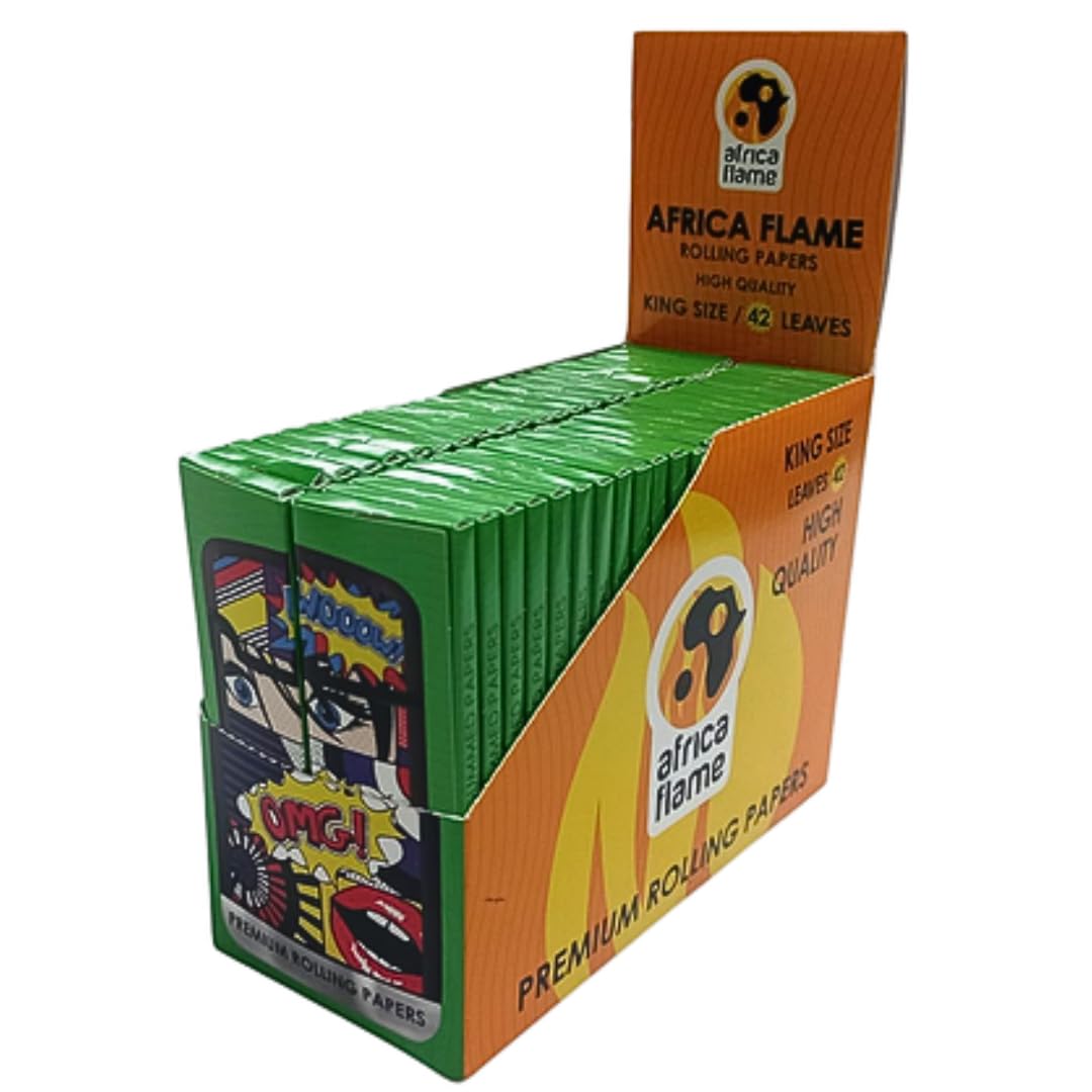 Africa Flame Rolling Paper King Size - 50 Booklets - Popart - 2 Pack