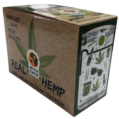 Africa Flame 100% Hemp Rolling Paper - 50 Booklets - White - 4 Pack