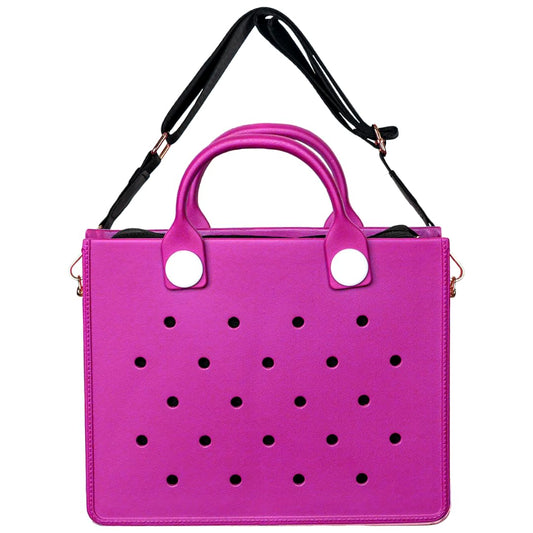Nana EVA Croc Bag with Shoulder Strap – Lightweight Waterproof Tote Handbag (Purple)