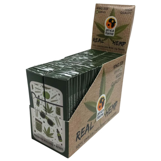 Africa Flame 100% Hemp Rolling Paper - 50 Booklets - White