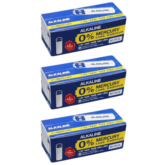 Debest Alkaline AAA Battery 1.5V - Box of 60 - 3 Pack