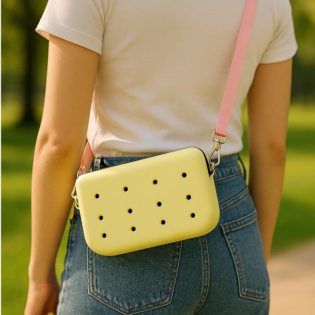 Nana EVA Croc Shoulder Bag & Coco EVA Croc Crossbody Bag Combo Set (Pastel Yellow)