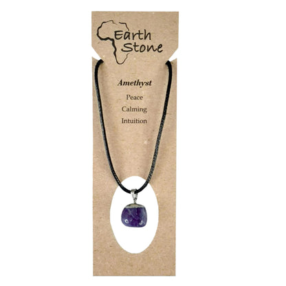 Earth Stone Collection - Polished Crystal Stone Necklace (Amethyst)