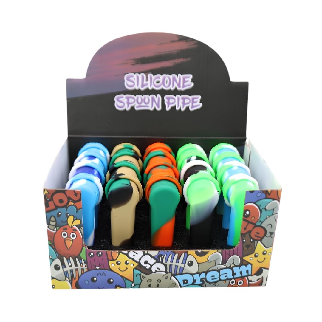 Mini Silicone Pipe With Lid - Multi Color - 20 Pack