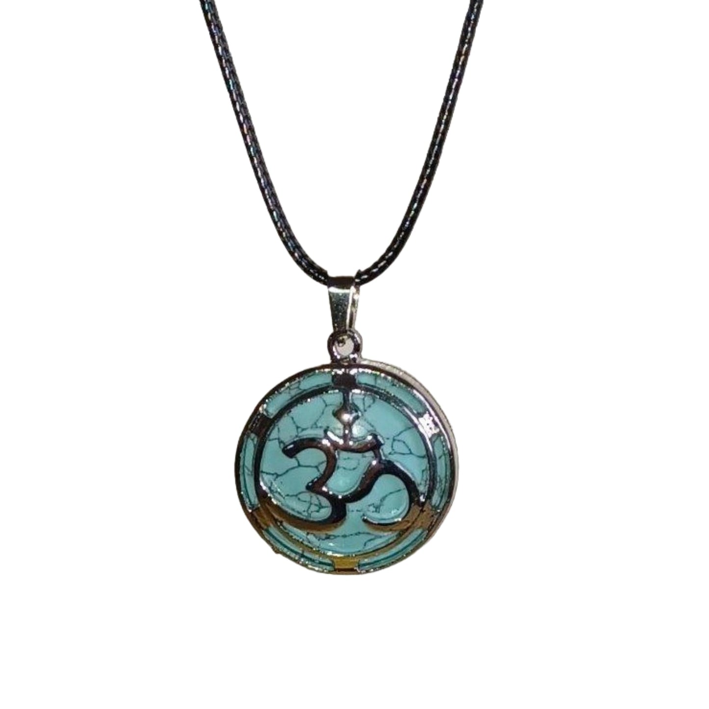 Earth Stone Collection - OM Symbol Crystal Stone Necklace (Turquoise)