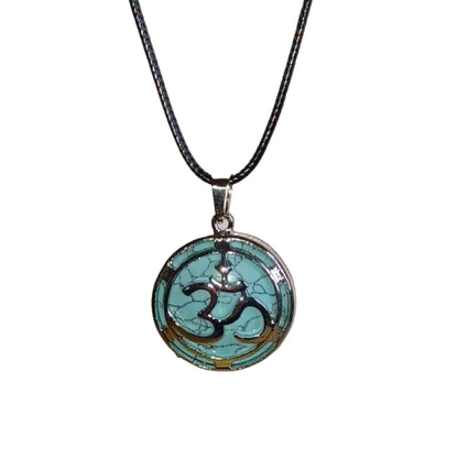 Earth Stone Collection - OM Symbol Crystal Stone Necklace (Turquoise)