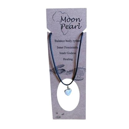 Earth Stone Collection - Heart Crystal Stone Necklace (Pearl)
