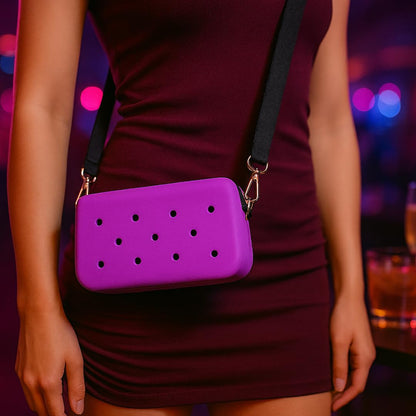 Nana EVA Croc Shoulder Bag & Coco EVA Croc Crossbody Bag Combo Set (Purple)