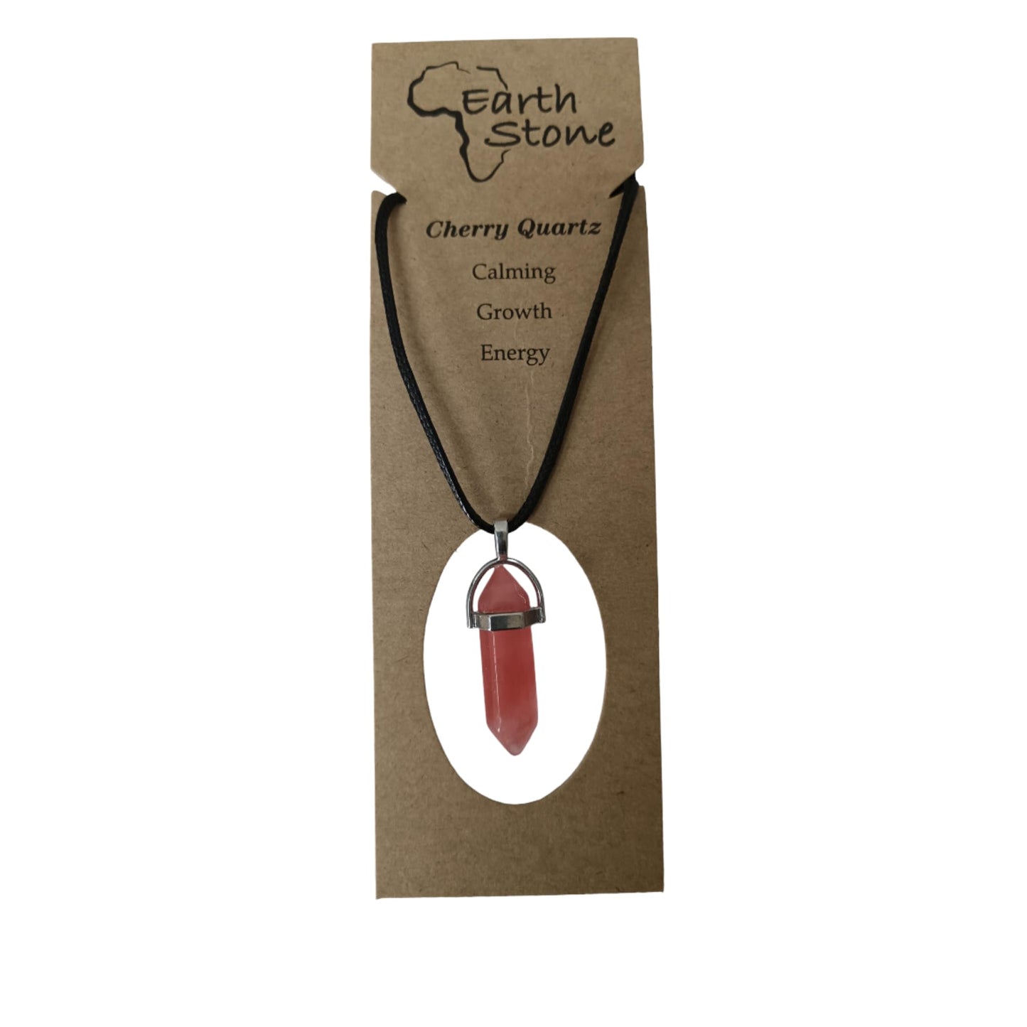 Earth Stone Collection - Bullet Crystal Stone Necklace (Cherry Quartz)