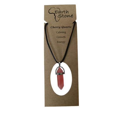 Earth Stone Collection - Bullet Crystal Stone Necklace (Cherry Quartz)